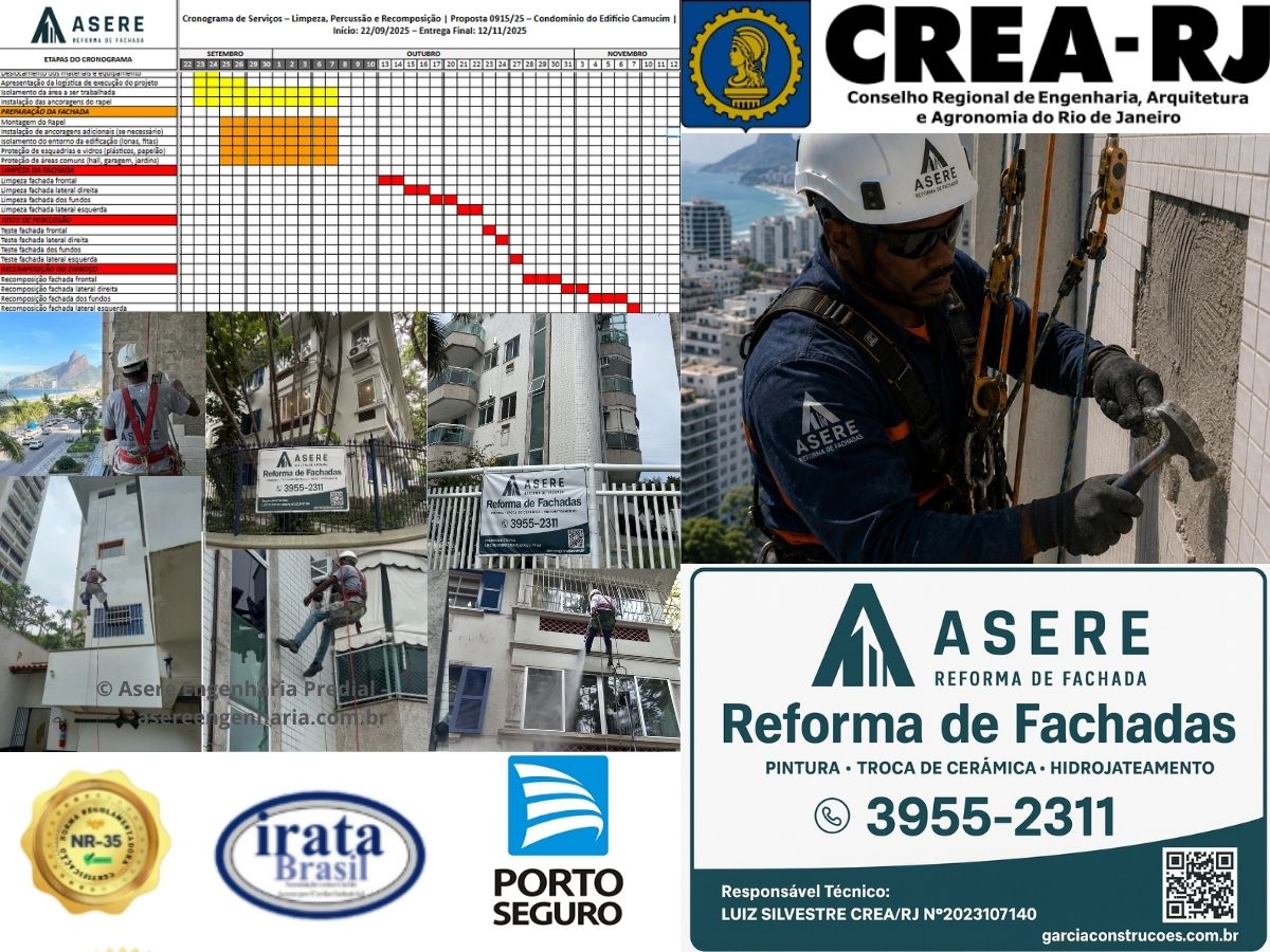 Obras realizadas pela Asere Reforma de Fachada no Rio de Janeiro