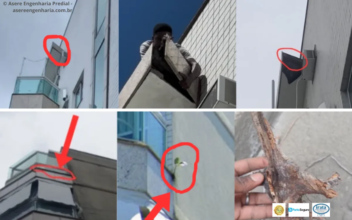 Mapeamento visual e marcação dos pontos identificados durante a inspeção da fachada