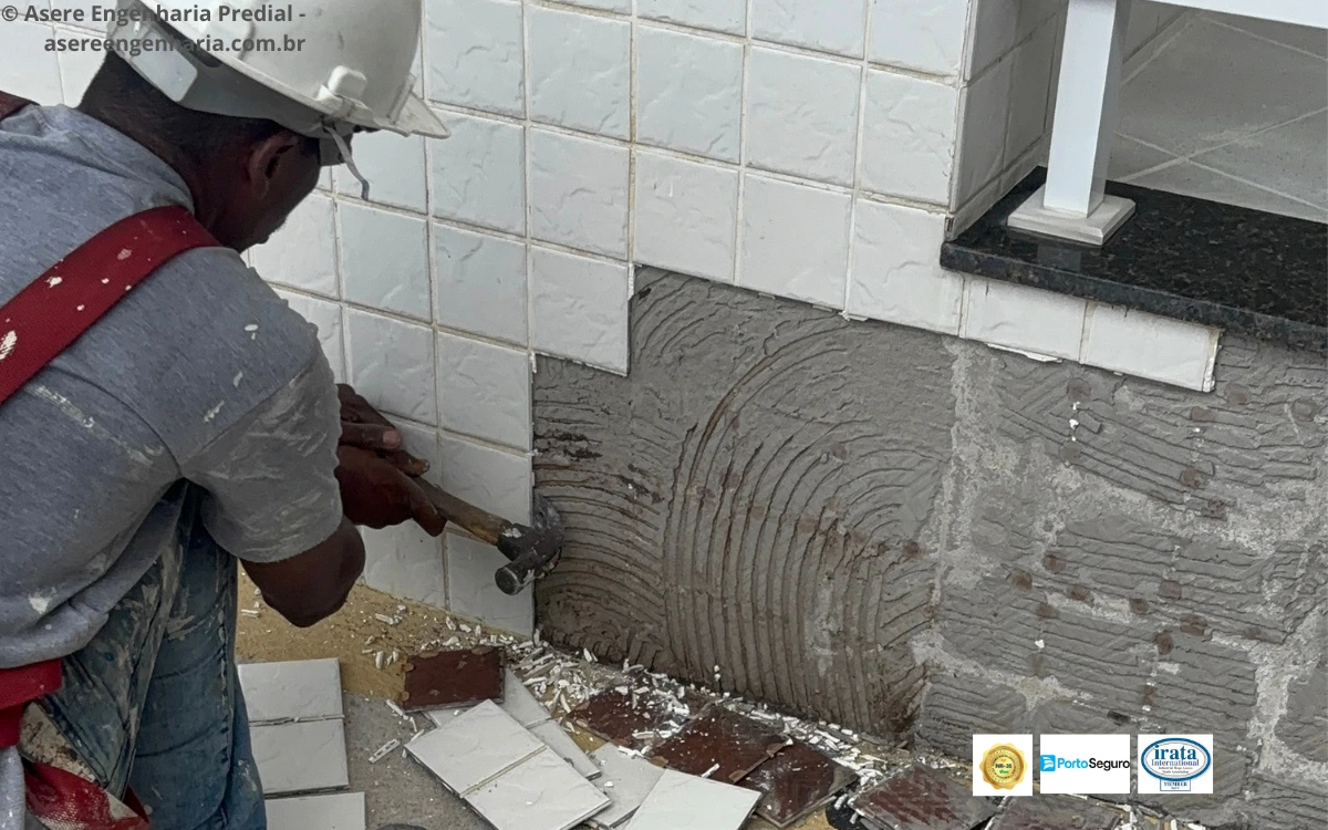 Retirada controlada das pastilhas comprometidas identificadas no teste de percussão